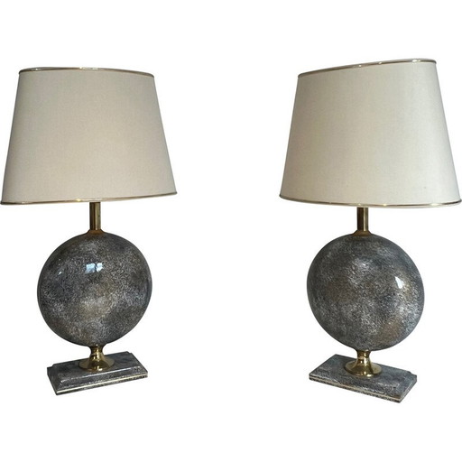 Pair of vintage ceramic lamps by Philippe Barbier, France 1970