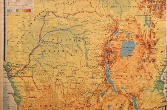 Image 1 of Mapa de lino antiguo del Congo Belga de 1952