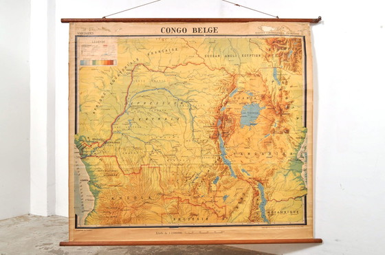Image 1 of Mapa de lino antiguo del Congo Belga de 1952