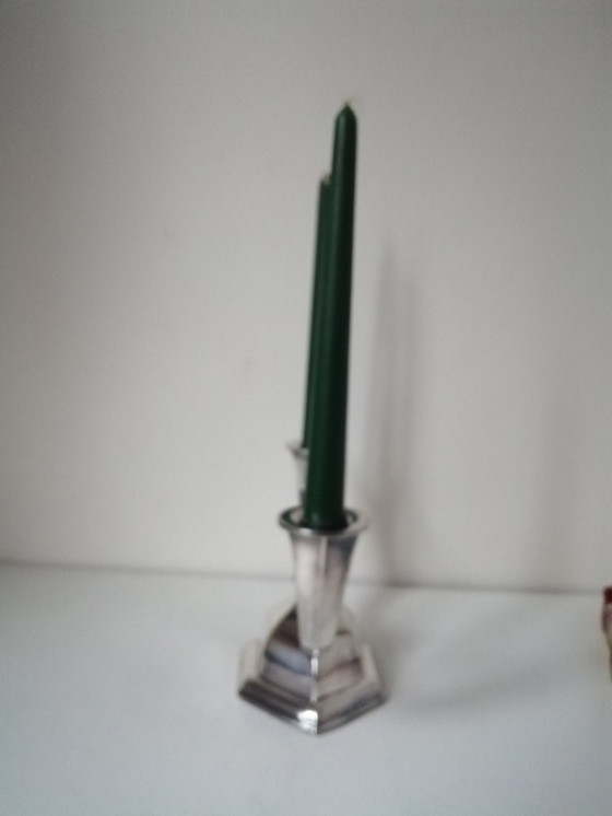 Image 1 of Art Deco silver-plated metal candlestick