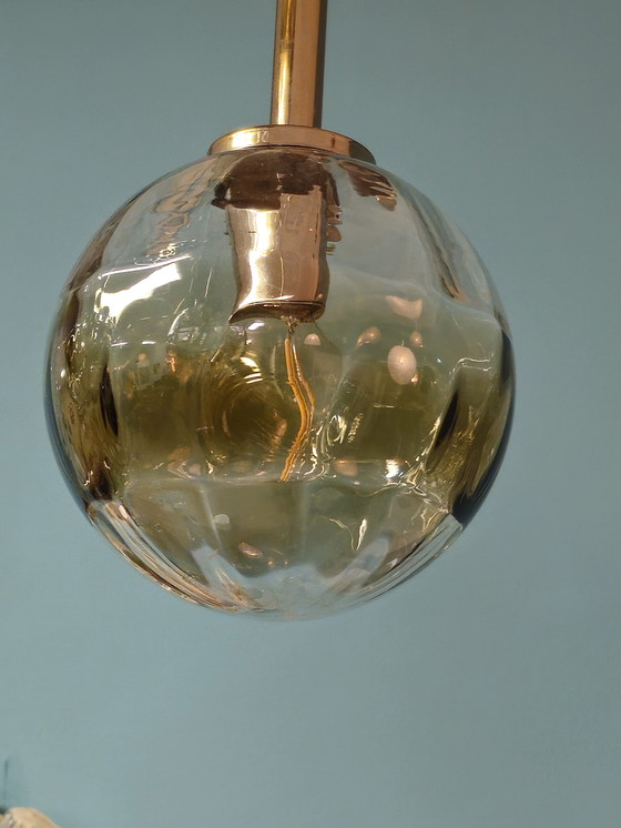 Image 1 of Lampada a sospensione vintage a forma di sfera in vetro a cascata 