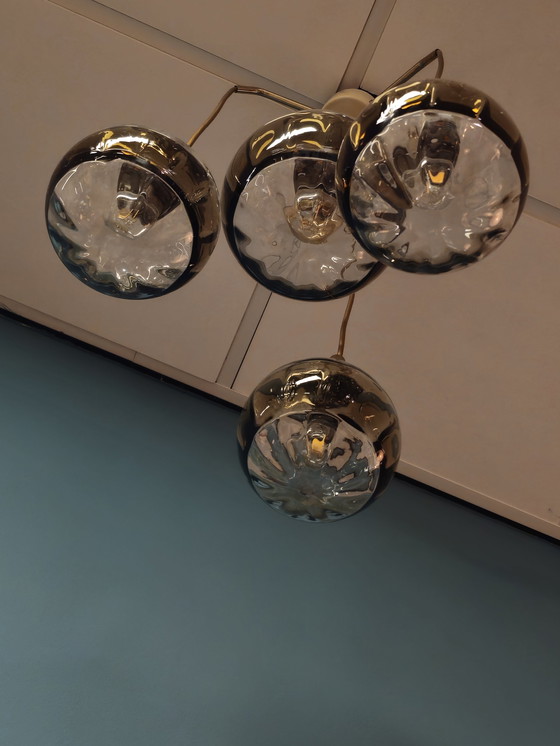 Image 1 of Lampada a sospensione vintage a forma di sfera in vetro a cascata 