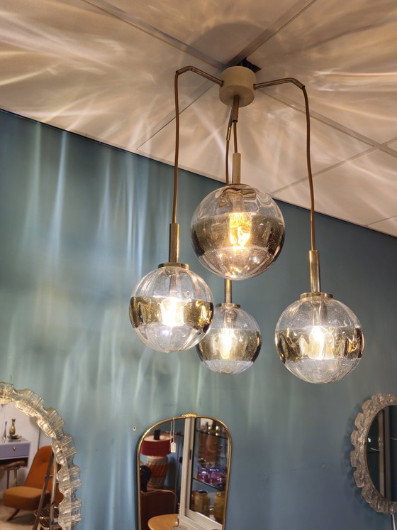 Image 1 of Lampada a sospensione vintage a forma di sfera in vetro a cascata 