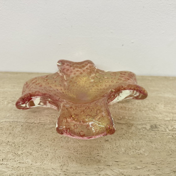 Image 1 of Cuenco de cristal de Murano con copos dorados, década de 1970