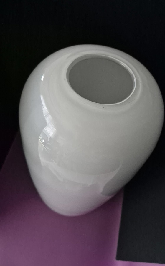 Image 1 of Large White Glass Vase Herve Gambs Paris - Height 38 Cm