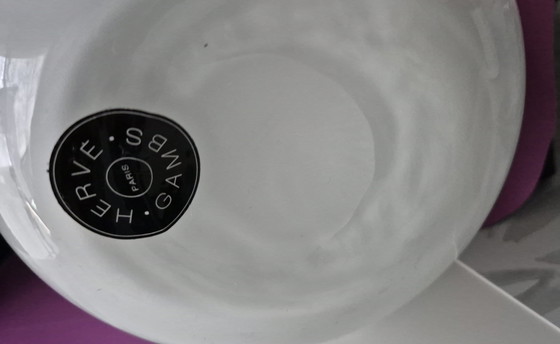 Image 1 of Large White Glass Vase Herve Gambs Paris - Height 38 Cm