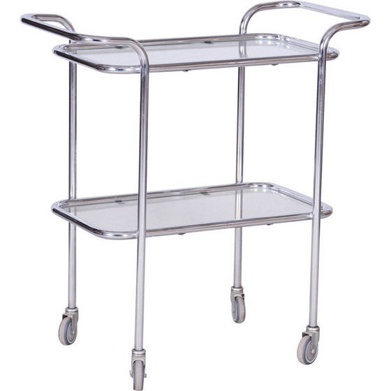 Image 1 of Vintage Bauhaus trolley in chrome steel and glass, Germany 1940