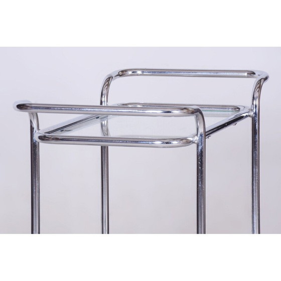 Image 1 of Vintage Bauhaus trolley in chrome steel and glass, Germany 1940