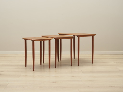 Set Of Three Teak Tables, Danish Design, 1970S, Production: Denmark