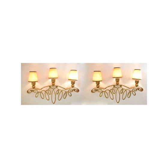 Image 1 of Pair of vintage wall lamps by Raymond Subes, 1950