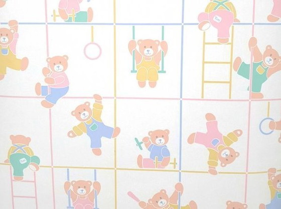 Image 1 of 12815 Sweet Vintage Pastel Sweet Bears Children's Wallpaper