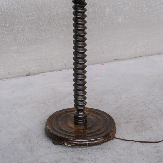 Image 1 of Vintage art deco oak floor lamp by Charles Dudouyt, France 1940