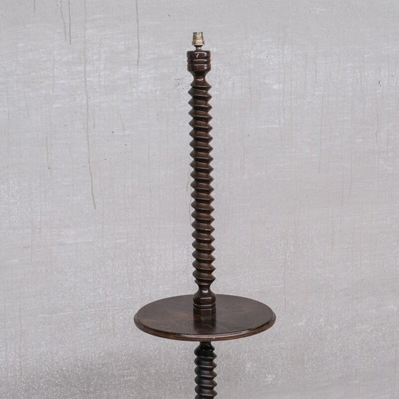 Image 1 of Vintage art deco oak floor lamp by Charles Dudouyt, France 1940