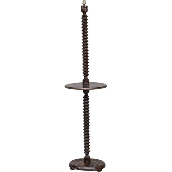 Image 1 of Vintage art deco oak floor lamp by Charles Dudouyt, France 1940