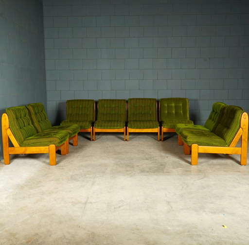 Vintage Modular Lounge/Sitting Group - Green Velvet - 1970s