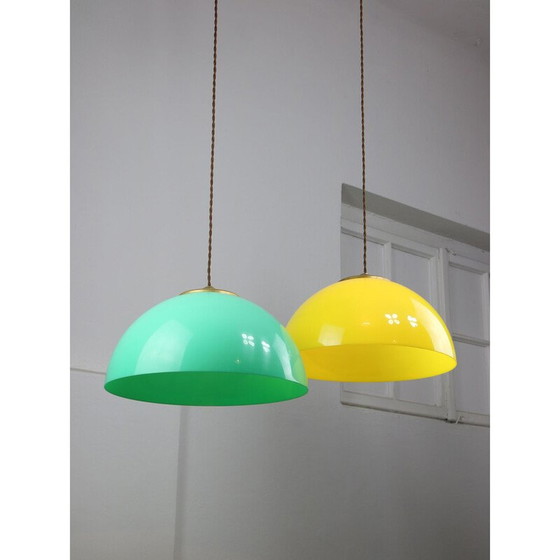 Image 1 of Lampada a sospensione vintage in ottone e plexiglass, Italia