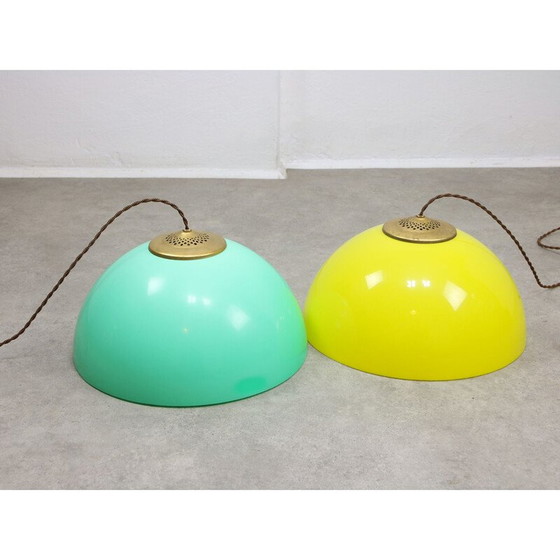 Image 1 of Lampada a sospensione vintage in ottone e plexiglass, Italia