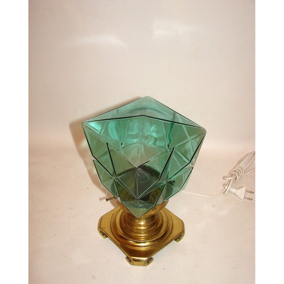 Image 1 of Vintage brass and glass night lamp, Poland 1960