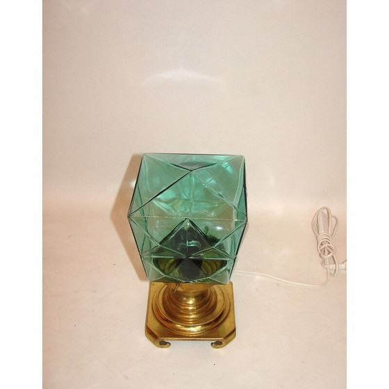 Image 1 of Vintage brass and glass night lamp, Poland 1960