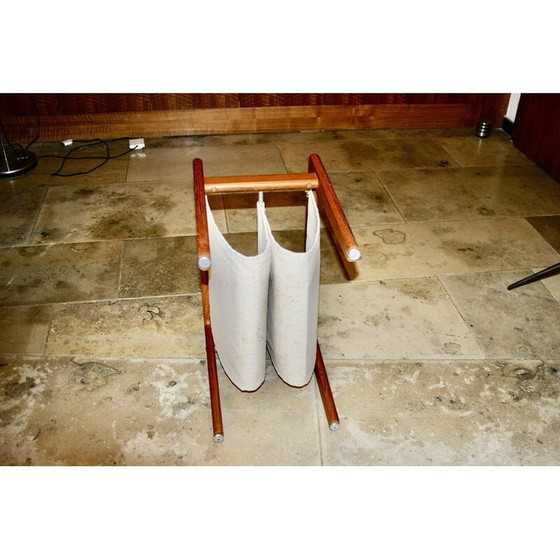 Image 1 of Portariviste vintage in teak e cotone, 1950