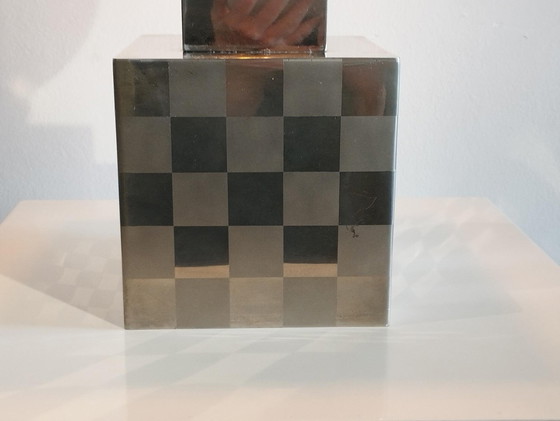 Image 1 of Lampada a cubo - A scacchi attribuita a Françoise Sée - Design dell'era spaziale - Periodo vintage anni '60 / '70 - 