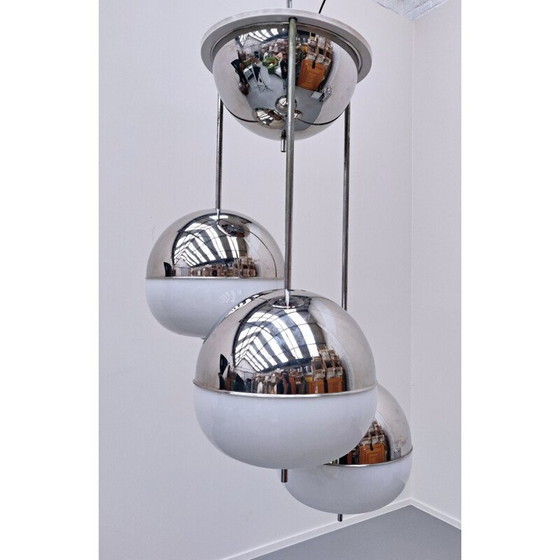 Image 1 of Vintage Chrome and glass suspension