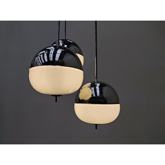 Image 1 of Vintage Chrome and glass suspension