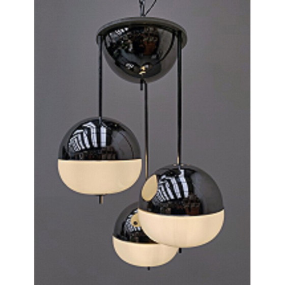 Image 1 of Vintage Chrome and glass suspension