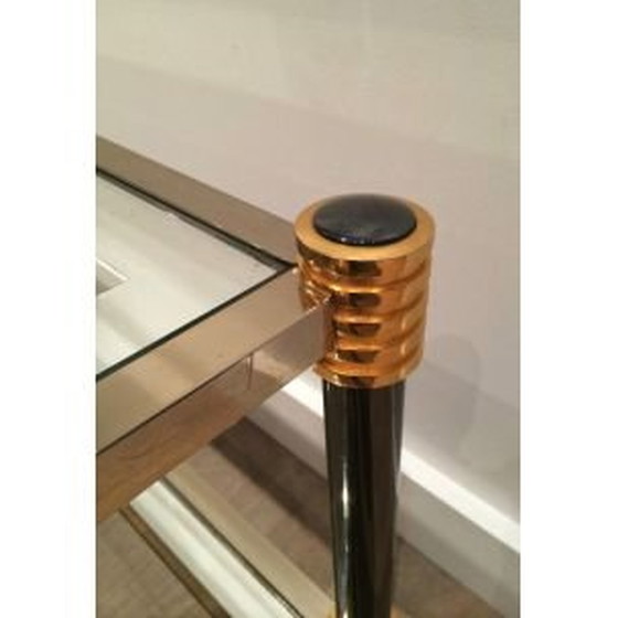 Image 1 of Tavolino da caffè vintage in vetro e patina, 1970