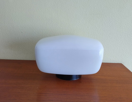 Image 1 of Lampada da soffitto in vetro opalino e bachelite - Vintage 