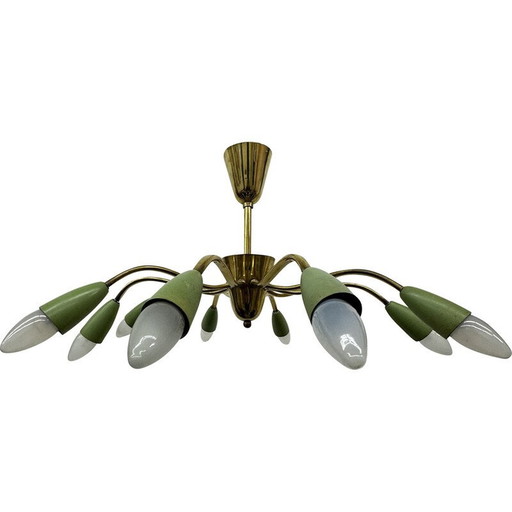 Lampada da soffitto vintage a forma di ragno in ottone, 1950