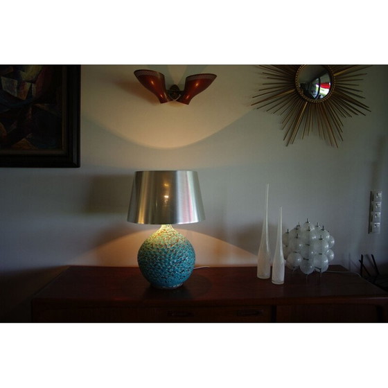 Image 1 of Lampada da tavolo vintage blu di René Hénon