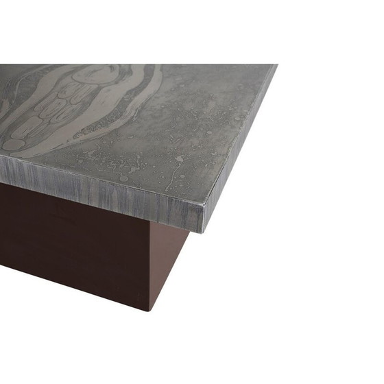 Image 1 of Vintage aluminum side table with steel base by Marc d'Haenens, 1970