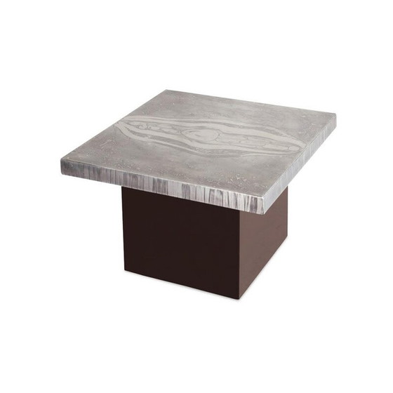 Image 1 of Vintage aluminum side table with steel base by Marc d'Haenens, 1970