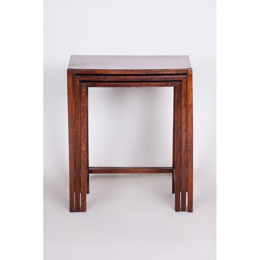 Vintage art deco oak formica and kartonfer nesting tables by Jindrich Halabala for Up Zavody, 1930