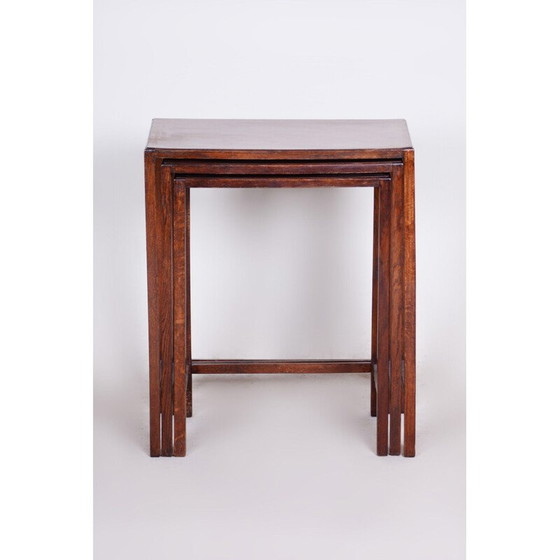Image 1 of Vintage art deco oak formica and kartonfer nesting tables by Jindrich Halabala for Up Zavody, 1930