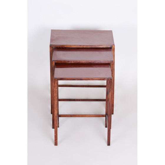 Image 1 of Vintage art deco oak formica and kartonfer nesting tables by Jindrich Halabala for Up Zavody, 1930
