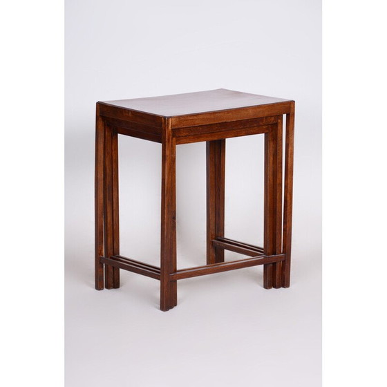 Image 1 of Vintage art deco oak formica and kartonfer nesting tables by Jindrich Halabala for Up Zavody, 1930