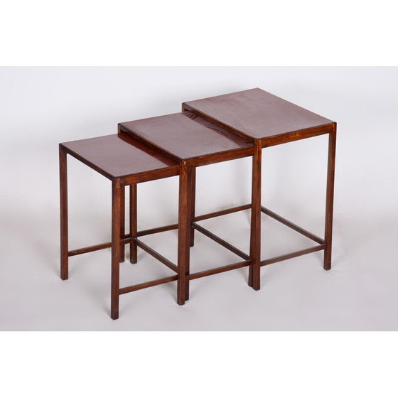 Image 1 of Vintage art deco oak formica and kartonfer nesting tables by Jindrich Halabala for Up Zavody, 1930