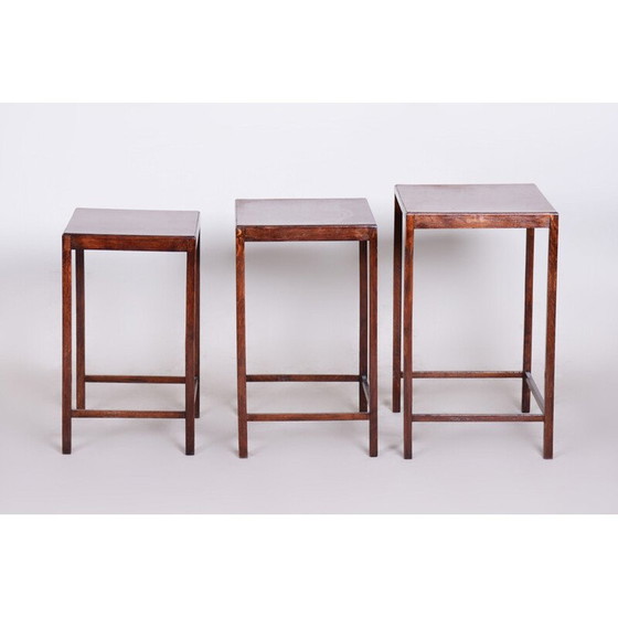 Image 1 of Vintage art deco oak formica and kartonfer nesting tables by Jindrich Halabala for Up Zavody, 1930