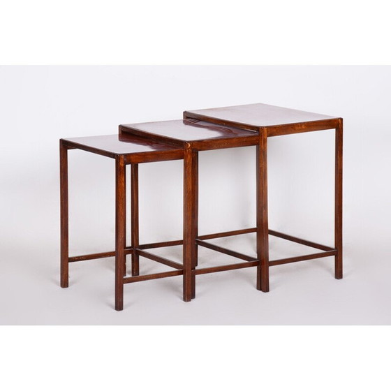 Image 1 of Vintage art deco oak formica and kartonfer nesting tables by Jindrich Halabala for Up Zavody, 1930