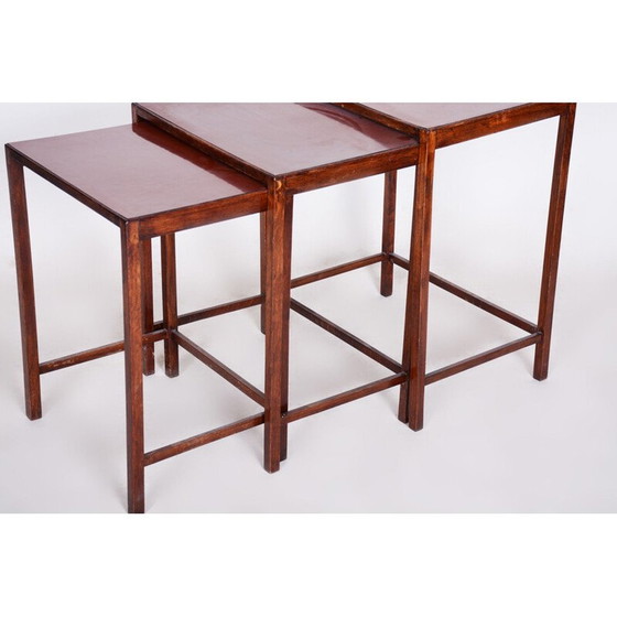 Image 1 of Vintage art deco oak formica and kartonfer nesting tables by Jindrich Halabala for Up Zavody, 1930