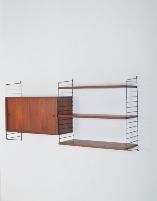 Swedish Wall Unit With Wall Cabinet By Kasja & Nils Nisse Strinning, 1950s