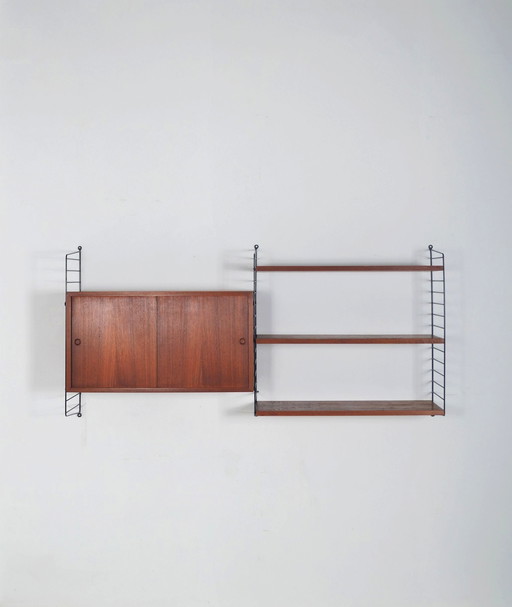 Swedish Wall Unit With Wall Cabinet By Kasja & Nils Nisse Strinning, 1950s