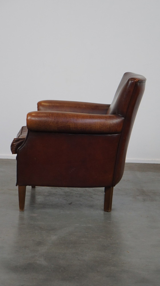 Image 1 of Brown sheep leather armchair/ armchair