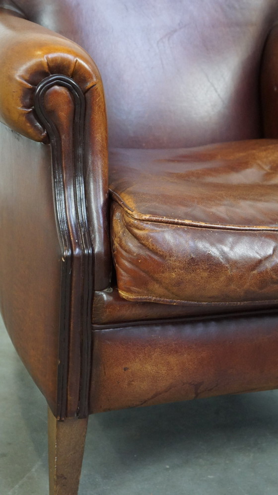 Image 1 of Brown sheep leather armchair/ armchair