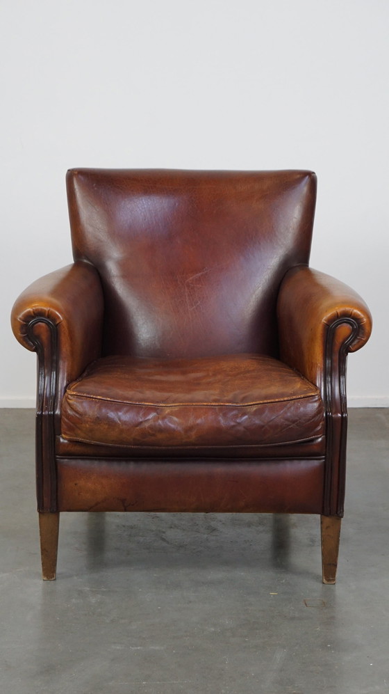 Image 1 of Brown sheep leather armchair/ armchair