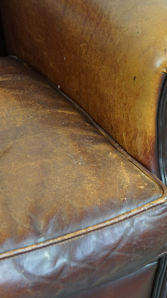 Image 1 of Brown sheep leather armchair/ armchair