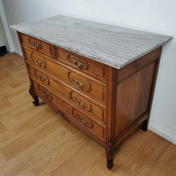 Image 1 of Vintage French Sideboard Dresser Dresser, Chest of Drawers With Marble Top