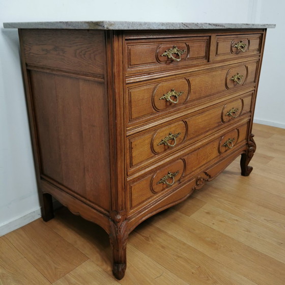 Image 1 of Vintage French Sideboard Dresser Dresser, Chest of Drawers With Marble Top